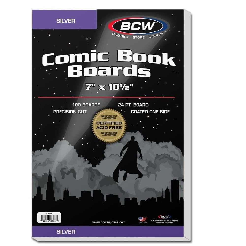 🌸 New BCW Silver Comic Book Backing Boards, Qty 100